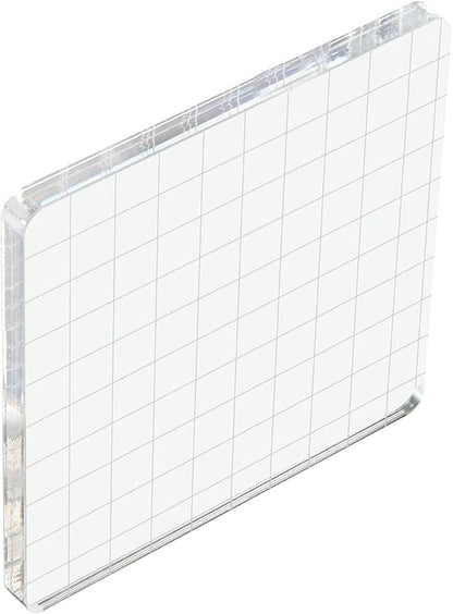 PATIKIL 4" x 4" Acrylic Stamp Block, Clear Stamping Block with Grid Lines Decorative Mounting Blocks Square for Scrapbooking DIY Crafts Card Making