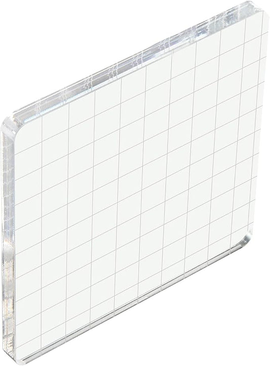 PATIKIL 4" x 4" Acrylic Stamp Block, Clear Stamping Block with Grid Lines Decorative Mounting Blocks Square for Scrapbooking DIY Crafts Card Making