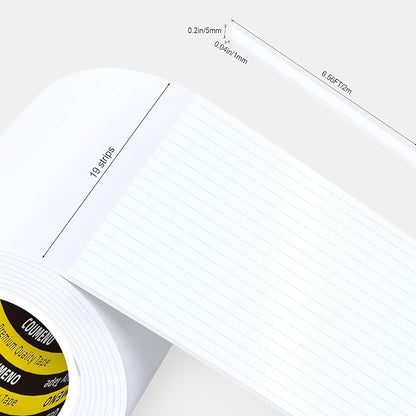 Caulk Sealing Strip for Tiles Bathtub Bathroom Toilet Kitchen,Wall,Corner, Gap Filling Self Adhesive Tape, 0.2in x 6.56FT x 19Strips(125FT Total) Seal Strips for Small Gaps (White)