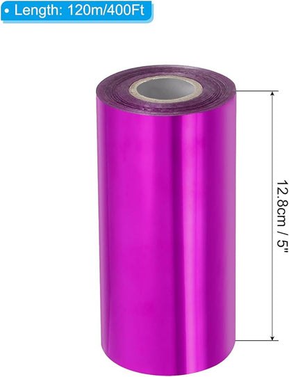 PATIKIL 5"x400Ft Hot Stamping Foil Paper, Heat Transfer Hot Stamping Paper Foil Roll for Leather DIY Logo Decor Craft Gift Package Scrapbook Card, Rose Purple