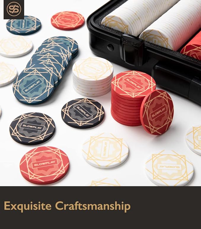 SLOWPLAY Nash Ceramic Poker Chips in Bulk, Casino Grade Ceramic 12-Gram Poker Chip for Texas Hold'em, 43mm Professional Chips Pack of 50 with Denomination of 10000