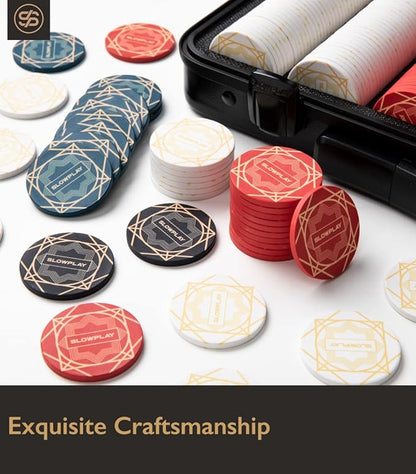 SLOWPLAY Nash Ceramic Poker Chips in Bulk, Casino Grade Ceramic 10-Gram Poker Chip for Texas Hold'em, 39mm Professional Chips Pack of 50 with Denomination of 1000