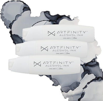 Alcohol Inks 3 Pack - Vibrant, Professional, Dye-Based Alcohol Inks for Artfinity Alcohol Markers, Artists, Drawing, & More! - Cool Grey 3 CG3