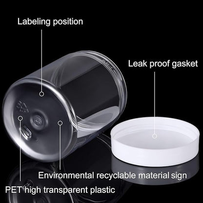 SATINIOR 36 Pieces 4 oz Plastic Jars with Lids Wide Mouth Airtight Reusable Container Acrylic Cosmetic Small Jars for Lotions Ointments Travel Toiletries Creams Make up Storage(White)