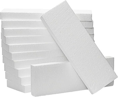 Juvale Foam Rectangle Blocks for Crafts - 12 in x 4 in x 1 in, White, 12 Pack - Cuttable & Paintable for Diorama Foam Boards & Sheets, Model Making & School Projects