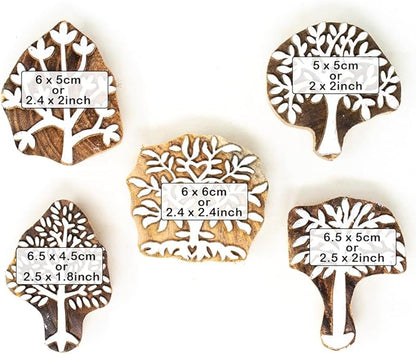 Wooden Printing Stamps Indian Design - Block Stamp for Printing Saree Border/Dresses/Craft Card Making/Scrapbook/Clay Pottery (Set of 5) Hashcart®