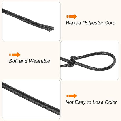 MECCANIXITY Waxed Cord 3mm Waxed Polyester Cord 44 Yard Wax String for Bracelet Making, Necklaces, Beading, Jewelry Making and DIY Crafts(Black)