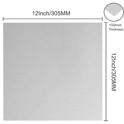 Anodized Aluminum Sheet Metal - 12 x 12 x 1/32 Inch Silver Plates for Laser Engraving, 0.8MM Thin Decorative Metal Sheets for Crafting & House Decoration
