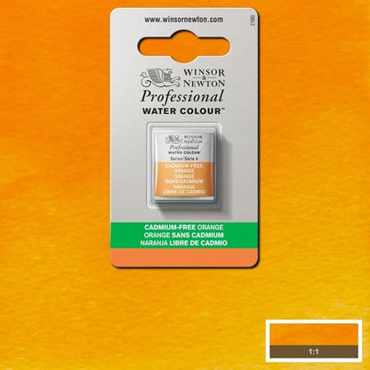 Winsor & Newton Professional Water Colour Paint, Half Pan, Cadmium-Free Orange