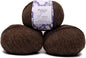 Pullu - Baby Alpaca Merino Wool Yarn Set of 3 Skeins (150 Grams) Worsted Weight - Sourced Directly from Peru - Heavenly Soft and Perfect for Knitting and Crocheting (Mocha)