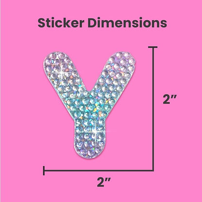 StickerBeans® Rhinestone Alphabet Letter Sticker Y - Unique Sparkly Design 2” x 2” Cut-to-Shape Adhesive - Personalization, Collecting, Gifting, Scrapbooking, Decorating Laptops, Phone Cases, All Ages