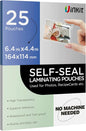Uinkit 25Pack 4"x6" Self Seal Laminating Pouches, 10Mil Double-Sided for Recipe Cards & Photos, Waterproof Thick Plastic Sleeves to Preserve Pictures, Index Flashcards, Menus