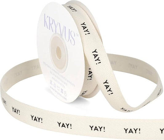 Yay! Ribbon - 5/8 Inch x 12 Yards Natural Twill Tape Ribbon, Cotton Herringbone Ribbons for Gift Wrapping, Birthdays, Weddings, Christmas, Anniversaries, Valentine's Day, Mother's Day