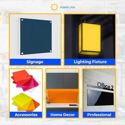 KastLite Colored Acrylic Sheets Nominal 18" x 18" - Plastic Sheet Easy to Cut, Saw, Shape, Laser Cut - Ideal for Arts & Crafts & DIY Projects- Durable, Lightweight, Scratch Resistant - Frosted 8 Pack