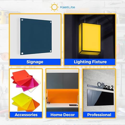KastLite Colored Acrylic Sheets Nominal 24" x 24" - Plastic Sheet Easy to Cut, Saw, Shape, Laser Cut - Ideal for Arts & Crafts & DIY Projects- Durable, Lightweight, Scratch Resistant - Yellow 4 Pack