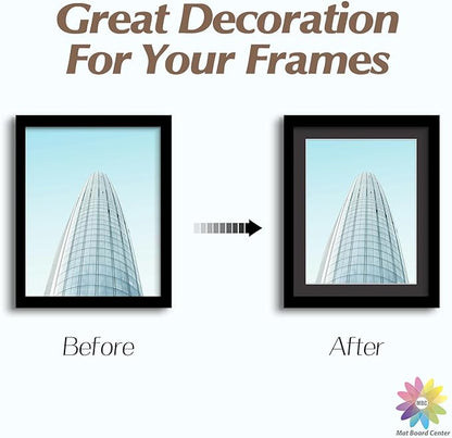 MBC MAT BOARD CENTER, 10 Pack 8x10 for 7x9 Black Picture Mats Frame Mattes, Bevel Cut, Acid Free, 4-ply Thickness