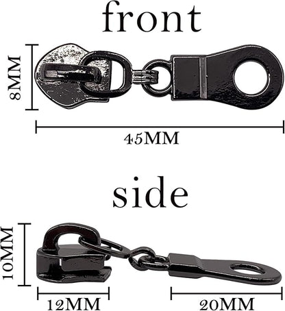 Sawoake 50PCS #5 Black Metal Handle for Nylon Coil Handle Charm for Purse Handbag Craft Sewing Luggage Bag Bulk