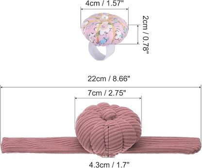 PATIKIL Wrist Pumpkin Pin Cushion, Snap Pin Cushion with Elastic Strap Ring Portable Embroidery Needle Pin Storage for Hand Craft Knitting, Pink
