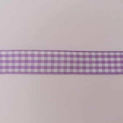 Purple Gingham Plaid Checked Ribbon 25 Yards Each Roll 100% Polyester (5/8",Purple)