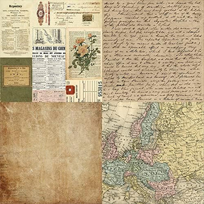 Scrapbook Paper Pad 6x6 Antique Maps Designs, Single-Sided Decoupage Sheets, Colorful Cardstock for Scrapbooking, DIY Background, Cardmaking, Junk Journal Crafts – 24 Pcs