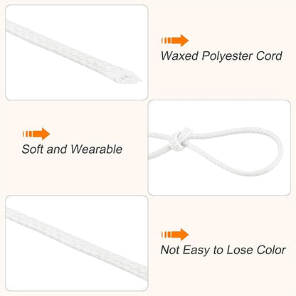 MECCANIXITY Waxed Cord 1mm Waxed Polyester Cord 175 Yard Wax String for Bracelet Making,Necklaces, Beading,Jewelry Making and DIY Crafts(White)