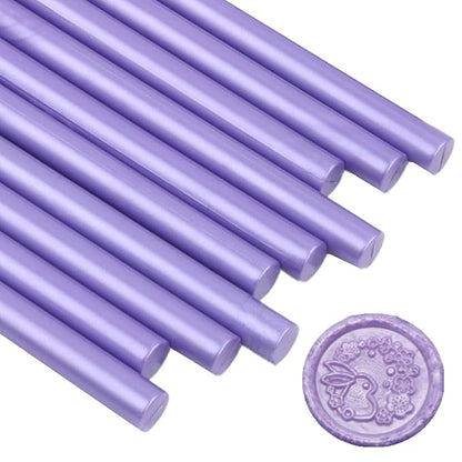 Pearl Purple Wax Sealing Sticks - 10pcs for Glue Gun and Seal Stamp, Melting Wax for 0.43'' Glue Gun