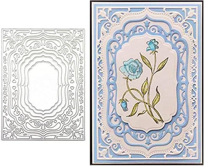 Lace Rectangle Frame Metal Die Cuts,Flower Border Square Frames Layering Label Card Cutting Dies Stencils for Card Making Stencil Embossing Tool Scrapbooking DIY Craft