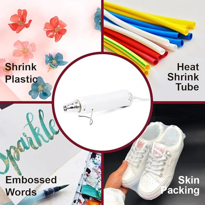 Mini Heat Gun, 300W Fast Heat Hot Air Gun with 6Ft Extra Thickened Cord and Overload Protection for DIY Craft Embossing, Vinyl Wrap, Shrink Tubing/Wrapping, Epoxy Resin, White