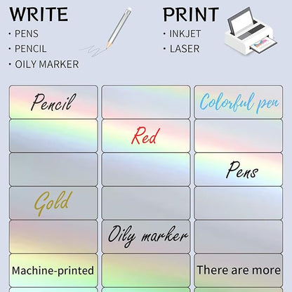 STARLIBOO 1" x 2-5/8" Address Labels- Holographic Color Stickers for Laser/Ink Jet Printer mailing Labels 8.5"×11"- Holographic Silver