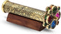 RII Handcrafted Etched Floral Pattern Lacquered Brass Kaleidoscope Includes Two Separate Turning Wheels-Unique Gift Ideas for Someone Special. (7"x1.25")