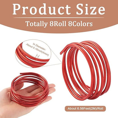 Fashewelry 52 Feet 6 Gauge Aluminum Wire 8 Colors Bendable Metal Sculpting Wire for Jewelry Craft, Dolls Skeleton, Wall Sculpting, Garden Decor