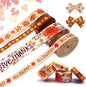 4 PCS Thanksgiving Fall Ribbons Pumpkin Leaves Printed Grosgrain Ribbons White Orange Ribbon Hello Autumn Craft Ribbons for Gift Wrapping Fall Thanksgiving Decor (20 Yards, 0.78''&0.39'')