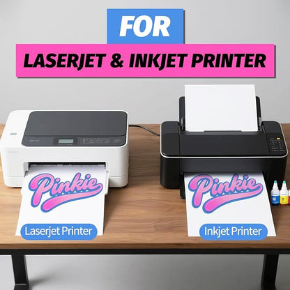 Lovein Pinkie Iron on Heat Transfer Paper for Dark T Shirts (20 Sheets 8.5x11", Dark Plus) Printable HTV Heat Transfer Vinyl for Inkjet & Laserjet Printer Iron on Transefers Paper for Dark Fabric