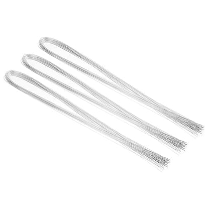 PATIKIL 32 Inch 24 Gauge Floral Stem Wire, 3 Pack/120 Pieces Bouquet Stem Paper Wrapped for DIY Crafts Flower Arrangements, Silver Tone