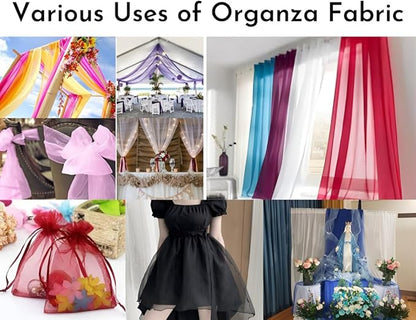 Fynite Black Organza Fabric by The Yard | 2 Yard Long | 44" Wide | Bridal Soft Sheer Organza Tulle for DIY Wedding Dress Fashion Craft Decorations