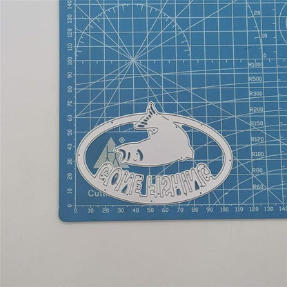 Metal Gone Fishing Words Cutting Dies, Two Fish Die Cuts Embossing Stencils Template Mould for Card Scrapbooking and DIY Craft