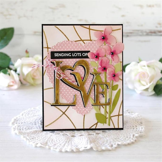 Mvchifay Cutting Dies for Card Making Metal Die-Cuts Scrapbooking Tool Hollow Frame DIY Craft Punch Template Embossing for Paper Album Decor (Word A-Love 8.2x6.6cm)