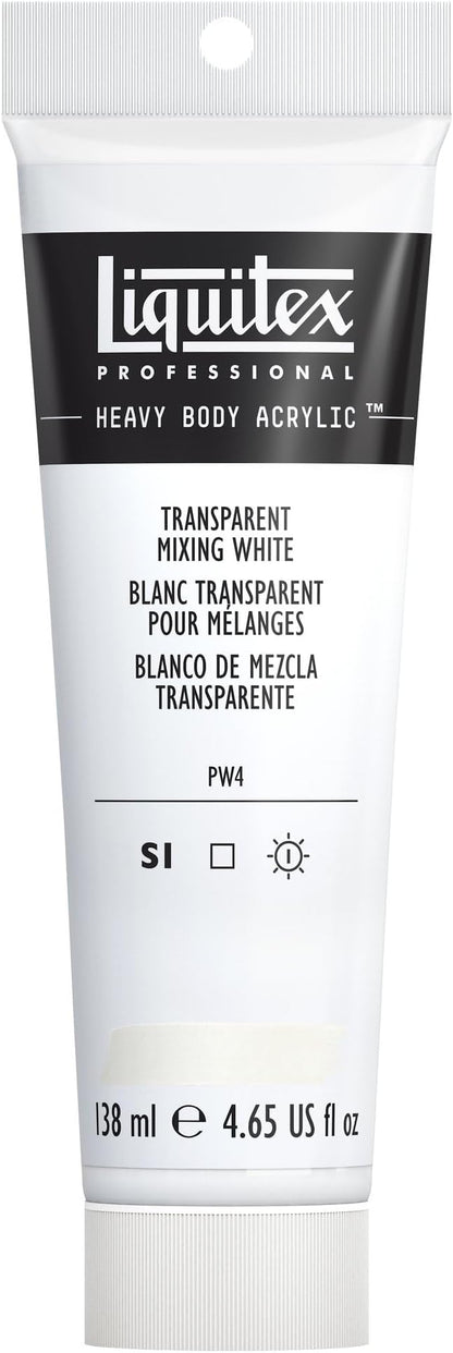 Liquitex Professional Heavy Body Acrylic Paint, 4.65-oz (138ml) Tube, Transparent Mixing White