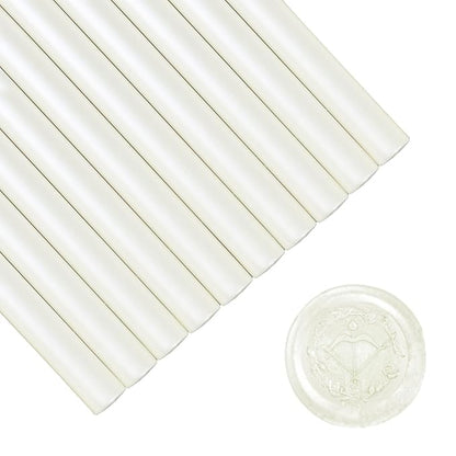 Glue Gun Sealing Wax Sticks for Wax Seal Stamp -Pearl White, Great for Wedding Invitations, Cards Envelopes, Snail Mails, Wine Packages, Christmas Gift Ideas, Pack of 10