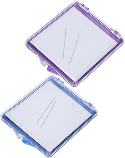 Kodrily 2Pcs Magnetic Needle Case Set, Magnetic Needle Holder with 4 Pins, 2.8x3 in Sewing Needle Case, Sewing Needle Holder, Needle Organizer for Cross Stitch Sewing Knitting