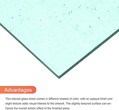 MECCANIXITY 2 Pcs Stained Glass Sheet Mosaic Tile 7.9 Inch x 5.9 Inch Lake Blue Stained Glass Sheets for Crafts DIY Art Project