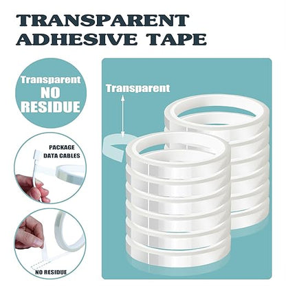 12 Rolls 10mm x33m(108ft) Clear Heat Tape,Transparent High Temperature Heat Resistant Tape,Heat Transfer Tape for Heat Press and Sublimation,Heat Transfer Vinyl,No Residue