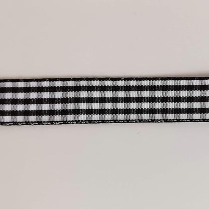 Black and White Wovon Edge Gingham Ribbon 25 Yard Each Roll 100% Polyester (5/8", Black)