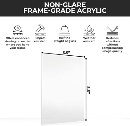 Non-Glare Acrylic Replacement for 5.5x8.5 Picture Frame, Replacement Plexiglass for 5.5x8.5 Photo Frame, UV-Resistant Non-Glare Acrylic Cover Sheet