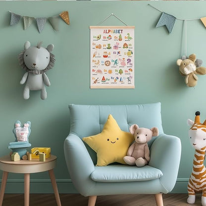 Alphabet Poster Hanger, Alphabet ABC Chart Nursery Decor Wall Decor, Toddler Learning Posters, Educational Posters Wall Art Wall Hanging Banner Farmhouse Living Room Playroom Home Baby Room Decor