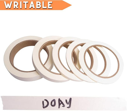 5 Rolls Pinstripe Tape - Masking Tape 1/16", 1/8", 1/4", 1/2", 3/4" - Thin Painters Masking Automotive Tape for DIY, Car, Auto, Paint, Art, Tumblers (White)