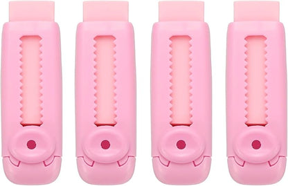PATIKIL 4 Pack Erasers, Sliding Retractable Eraser Push Pull Cute Pencil Erasers Soft Large Easy to Clean with Plastic Sleeve for Sketching Drawing Artists Teacher Pencils, Pink