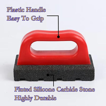Masonry Rubbing Brick, Fluted Rub Bricks, 20 Grit, Plastic Handle