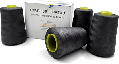 Tortoise 4 Cones of 3000 Yards Each Spool Thread for All Purpose, Serger, Overlock, Quilting, Sewing Machine - 100% Polyester - 20S/2 White