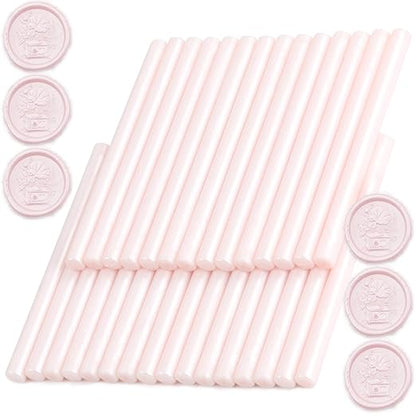 Light Pink Wax Seal Sticks, 30pcs Sealing Wax Sticks, HOSEALING Glue Gun Wax Seal Sticks for Wax Seal Stamp, Premium Sealing Wax for Wedding Invitations, Letter, Envelope (Mini Size)